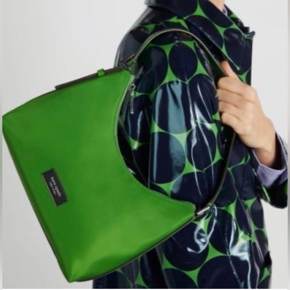 KATE SPADE Small Sam Icon nylon shoulder bag + Dust bag - GREEN BRAND NEW